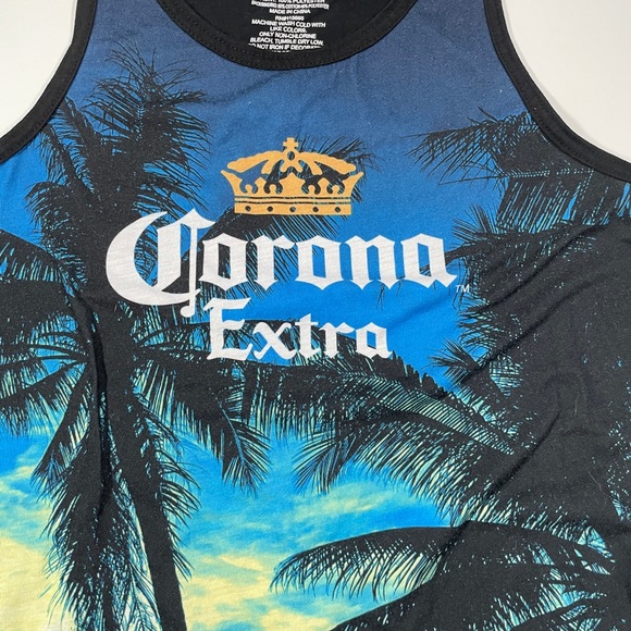 Corona Extra Palm Tree Beach Ocean Tank Top - Size Medium - Picture 3 of 4